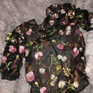 H & M Floral Mesh Top